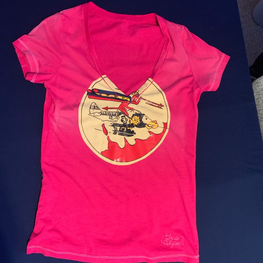 Hot Pink True Religion V-Neck T-Shirt Sz. M